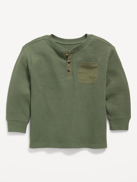 Long-Sleeve Waffle Knit Henley T-Shirt for Toddler Boys