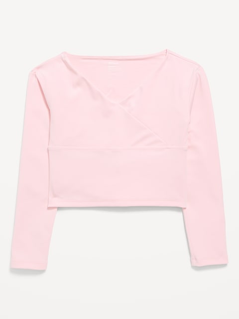StudioSmooth Long-Sleeve Wrap-Front Top for Girls