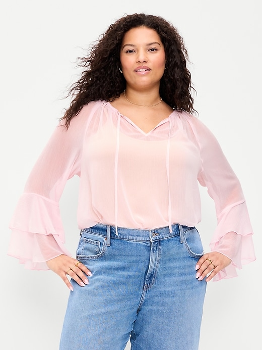 Image number 4 showing, Bell-Sleeve Ruffle Top