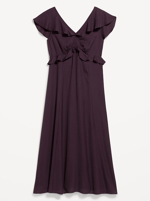 Image number 1 showing, Flutter-Sleeve Crepe Maxi Dress