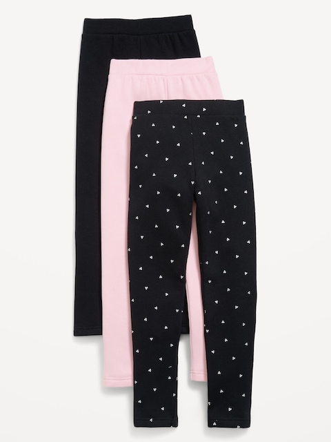 High-Waisted Full-Length Fleece Leggings 3-Pack for Girls