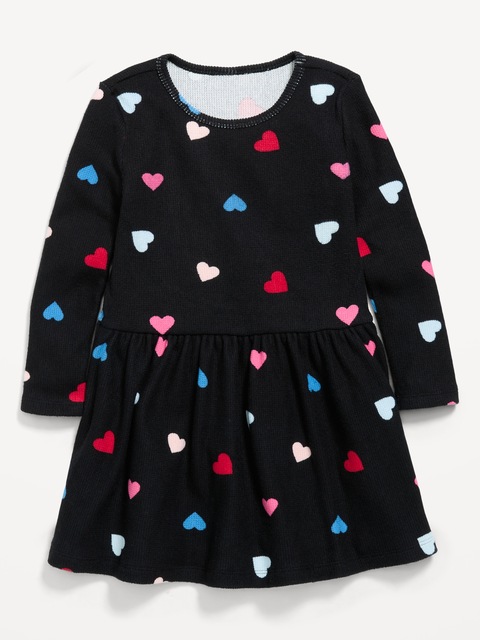 ROBE À MANCHES LONGUES EN TRICOT GAUFRÉ À MOTIF POUR TOUTE-PETITE