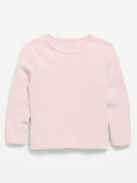 T-SHIRT À MANCHES LONGUES EN TRICOT GAUFRÉ POUR TOUTE-PETITE