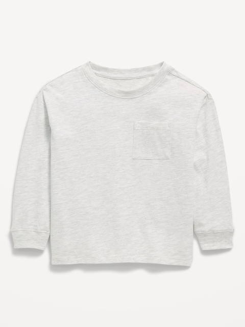 Oversized Long-Sleeve Pocket T-Shirt for Toddler Boys