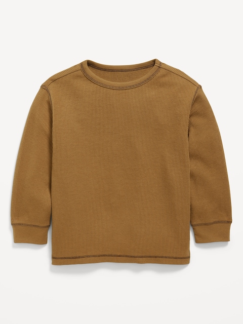 Long-Sleeve Waffle Knit T-Shirt for Toddler Boys