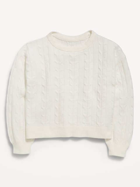 Long-Sleeve Cable-Knit Sweater for Girls
