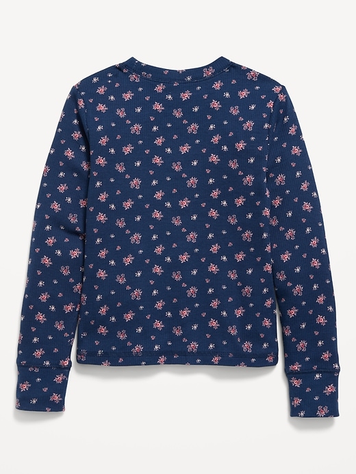 Image number 2 showing, Printed Long-Sleeve Ribbed T-Shirt for Girls