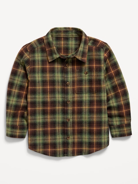 Long-Sleeve Plaid Flannel Shirt for Toddler Boys
