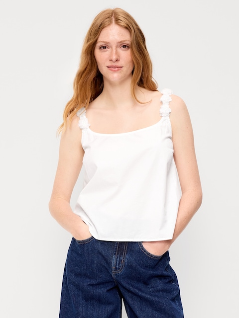 Rosette-Strap Tank Top