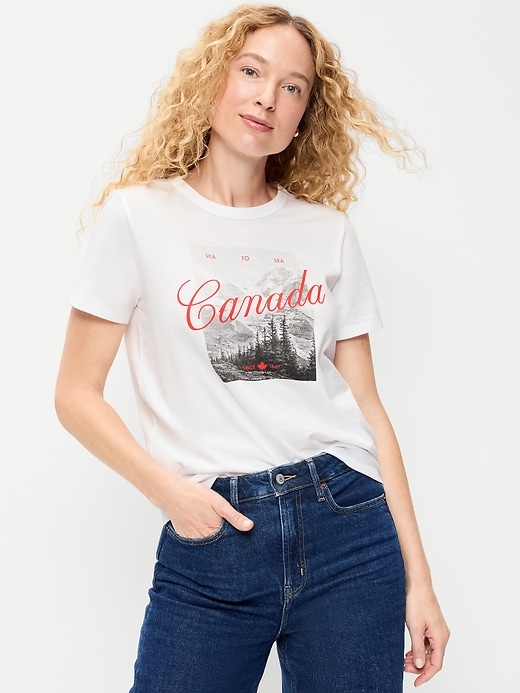L'image numéro 1 présente T-shirt passe-partout ras du cou à imprimé