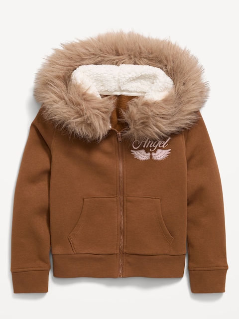 Fitted Faux-Fur Full-Zip Hoodie for Girls
