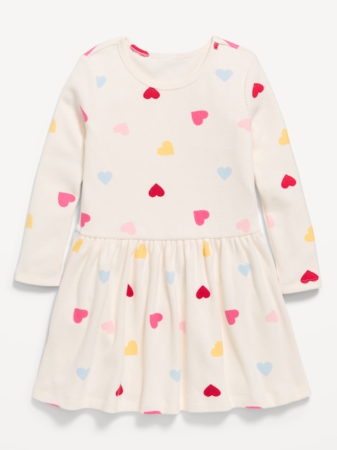ROBE À MANCHES LONGUES EN TRICOT GAUFRÉ À MOTIF POUR TOUTE-PETITE