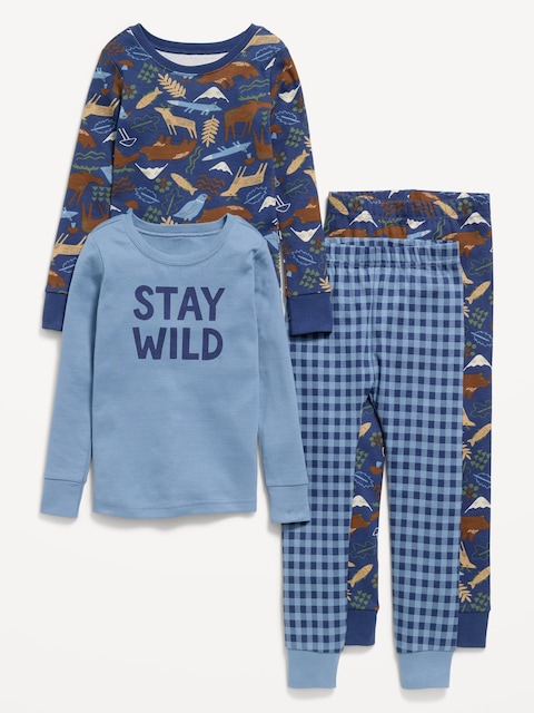 Printed Snug-Fit Pajama 4-Piece for Toddler & Baby