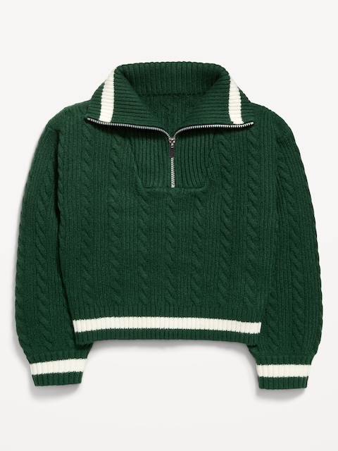SoSoft Cable-Knit Quarter-Zip Sweater for Girls