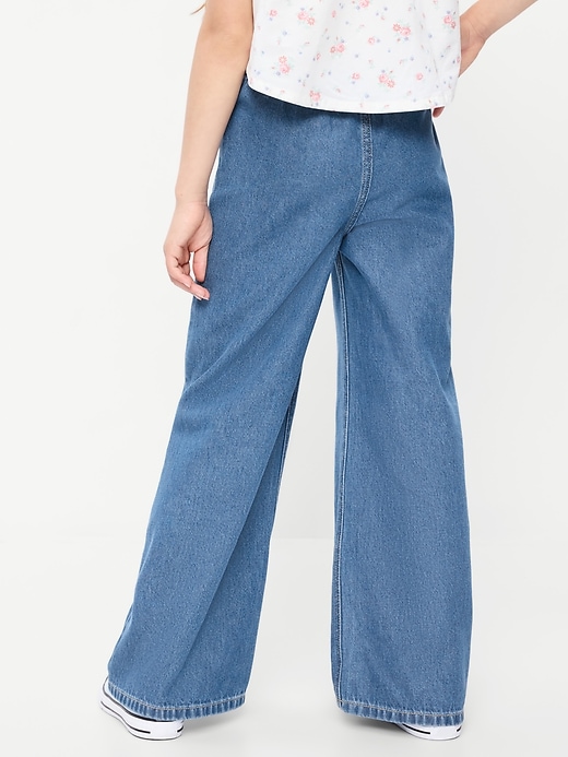 L'image numéro 2 présente Jean en denim coupe très généreuse à jambe large à taille extensible pour fille