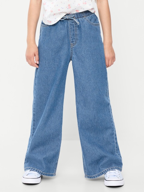 Pull-On Super Baggy Wide-Leg Denim Jeans for Girls