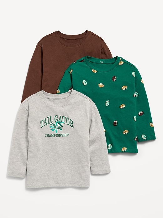 Image number 1 showing, Long-Sleeve T-Shirt 3-Pack for Toddler Boys