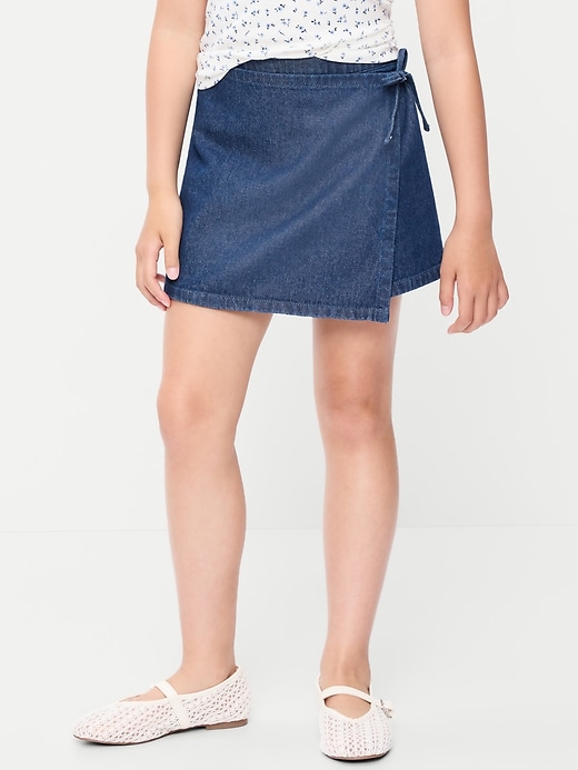 Image number 1 showing, Wrap-Front Denim Skort for Girls