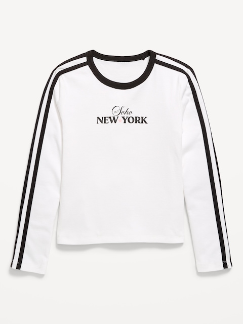 Fitted Long-Sleeve Graphic T-Shirt for Girls