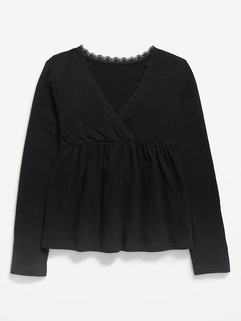 Long-Sleeve Faux-Wrap Top for Girls