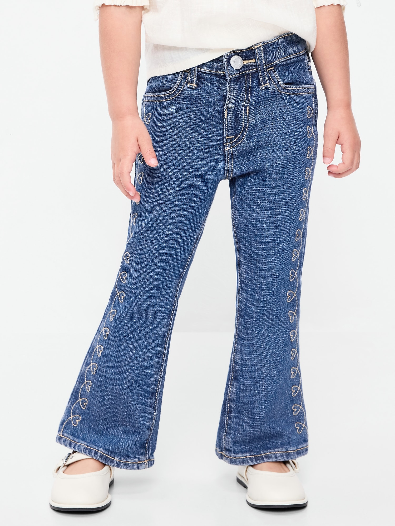 High-Waisted Embroidered Flare-Leg Jeans for Toddler Girls