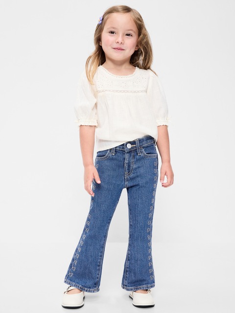 High-Waisted Embroidered Flare-Leg Jeans for Toddler Girls