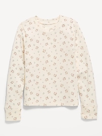 Image number 1 showing, Printed Long-Sleeve Ribbed T-Shirt for Girls