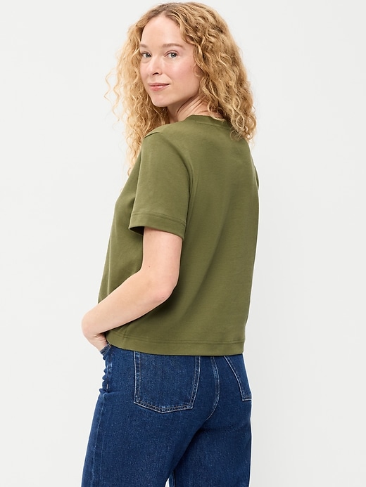 L'image numéro 2 présente T-shirt ras du cou court en tissu épais