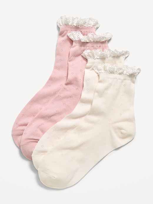 Image number 1 showing, Lace-Trim Crew Sock 2-Pack for Women