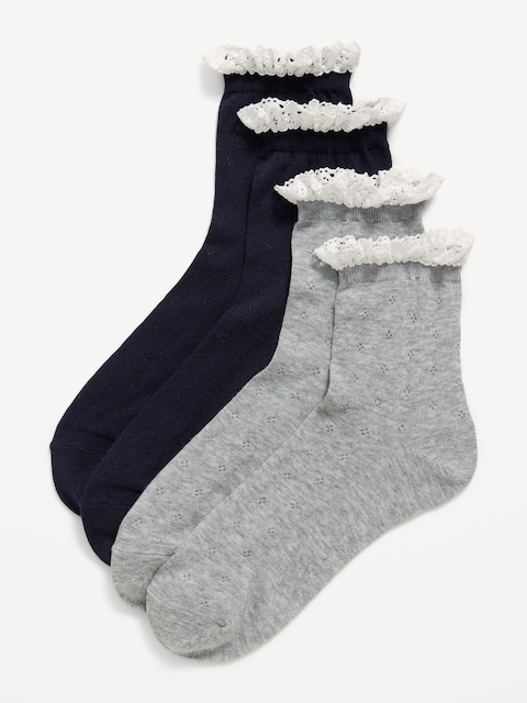 CHAUSSETTES À BORDURE EN DENTELLE POUR FEMME (PAQUET DE 2 PAIRES)