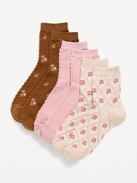 Textured Quarter Crew Socks 3-Pack for Women
