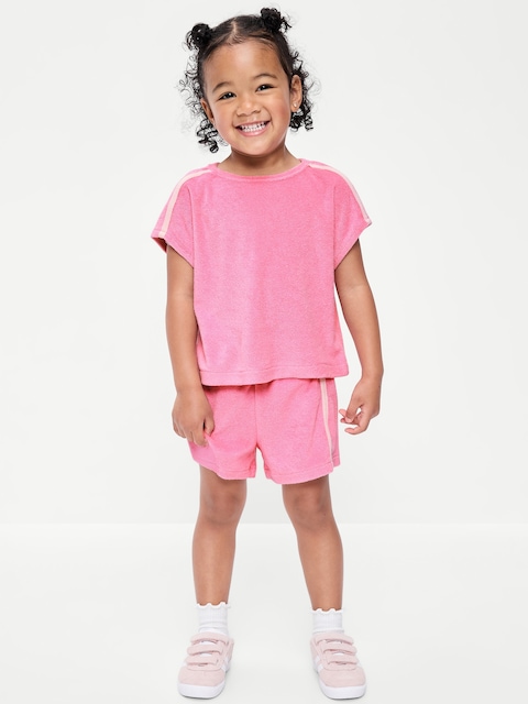 Short-Sleeve Terry Top and Shorts Set for Toddler Girls
