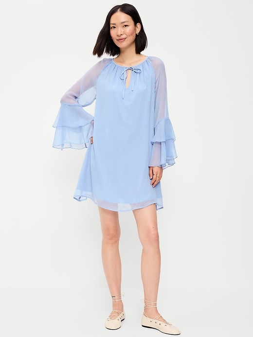 Image number 3 showing, Bell-Sleeve Boho Mini Dress