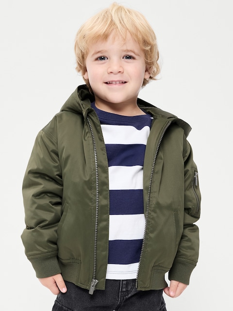 Water-Resistant Oversized Satin Bomber Jacket for Toddler Boys