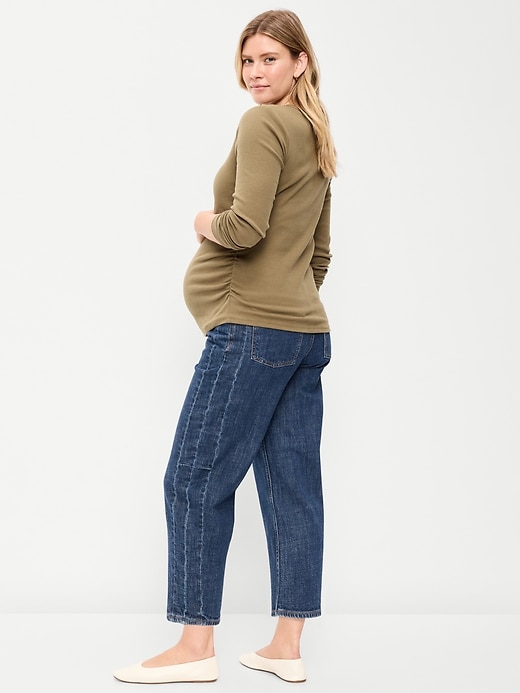 Image number 3 showing, Maternity Full-Panel Barrel Ankle Jeans