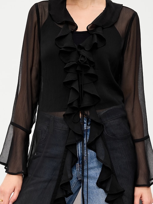 Image number 4 showing, Long-Sleeve Sheer Chiffon Duster