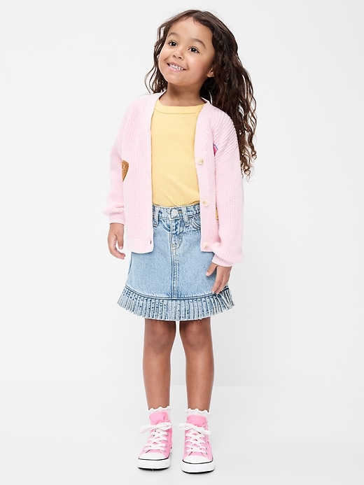 L'image numéro 1 présente Jupe à taille haute en denim à ourlet effiloché pour toute-petite