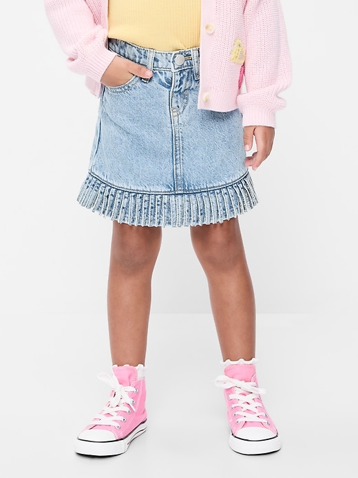 L'image numéro 4 présente Jupe à taille haute en denim à ourlet effiloché pour toute-petite