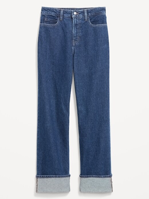 Image number 2 showing, Curvy Extra High-Waisted Cuffed Wide-Leg Jeans