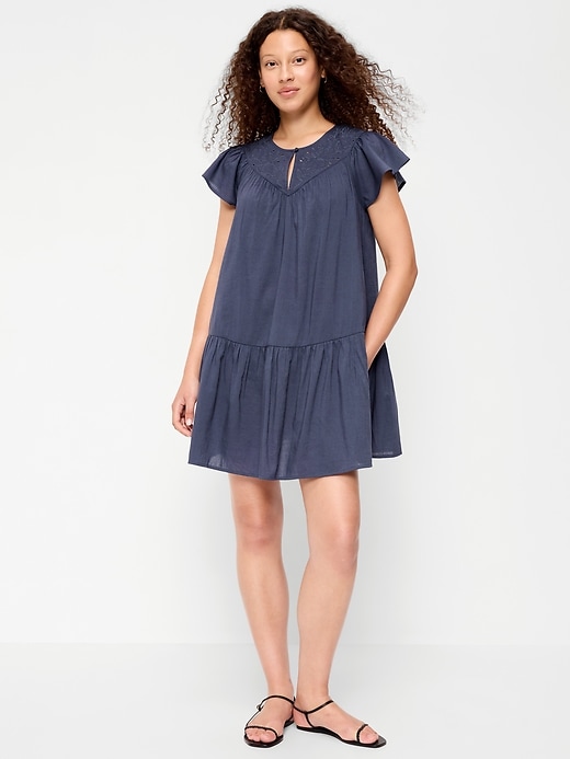 Image number 1 showing, Flutter-Sleeve Mini Swing Dress
