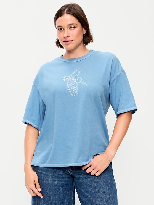 L'image numéro 6 présente T-shirt ras du cou à imprimé