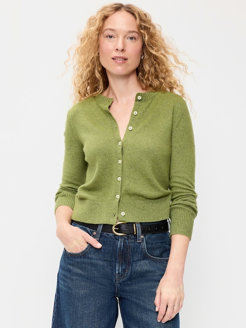 Crew-Neck Cardigan Sweater