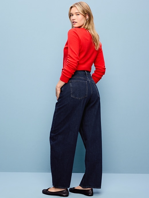 Image number 6 showing, High-Waisted Rounded Wide-Leg Barrel Jeans