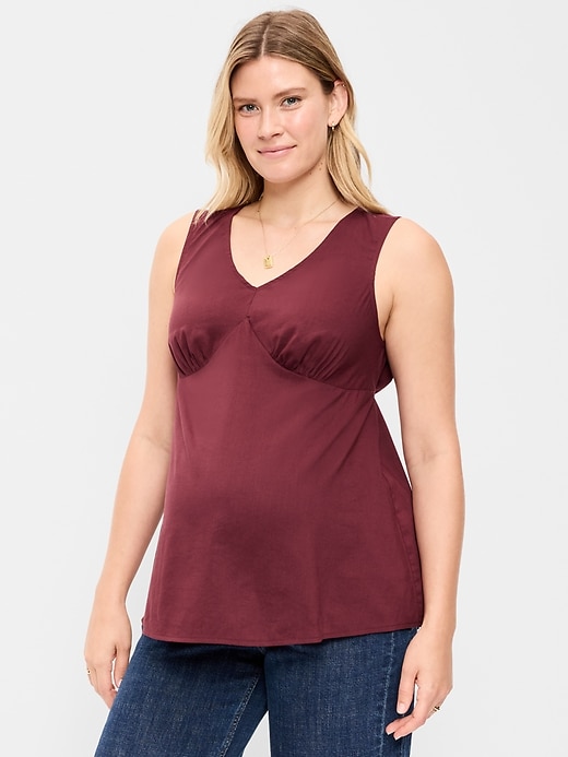 Image number 1 showing, Maternity Sleeveless V-Neck Tie-Back Top