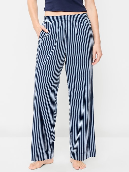 Image number 1 showing, High-Waisted Poplin Pajama Pant