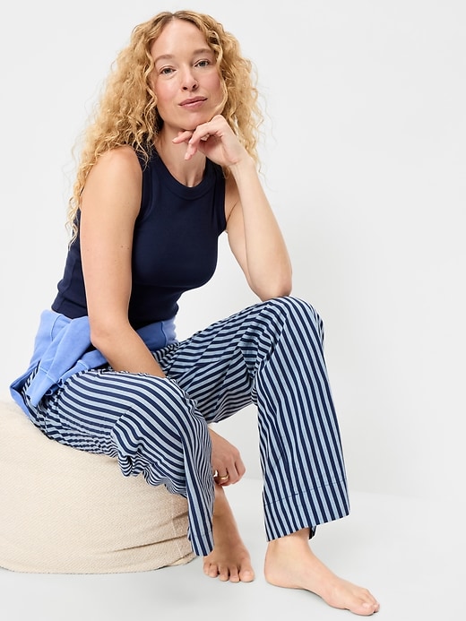 Image number 3 showing, High-Waisted Poplin Pajama Pant