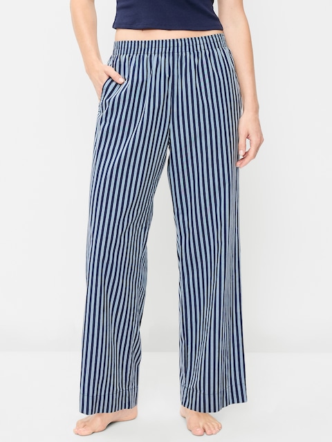 PANTALON DE PYJAMA À TAILLE HAUTE EN POPELINE