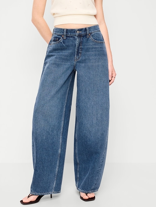 Image number 2 showing, High-Waisted Rounded Wide-Leg Barrel Jeans