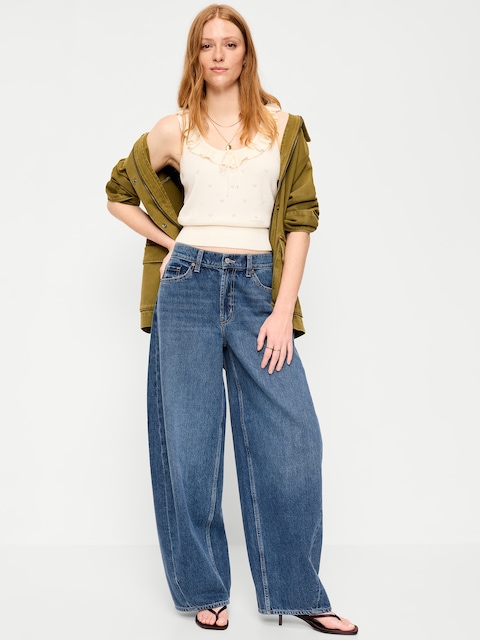 High-Waisted Rounded Wide-Leg Barrel Jeans