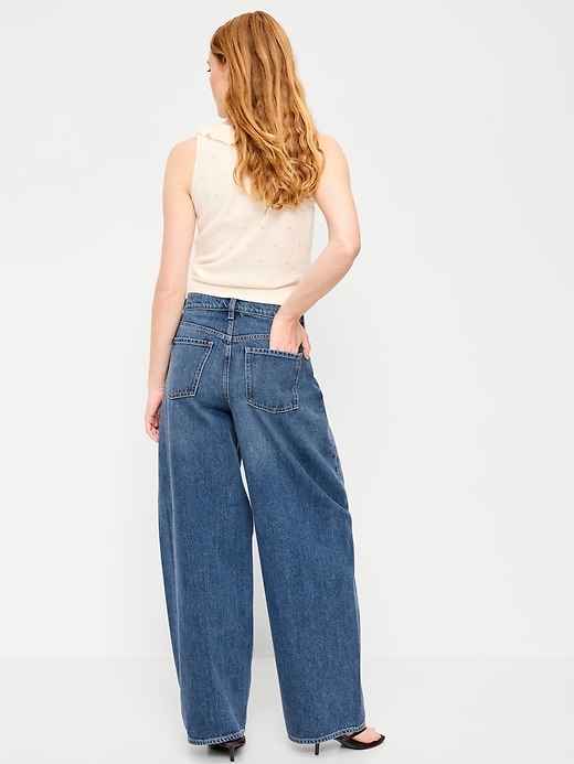 Image number 3 showing, High-Waisted Rounded Wide-Leg Barrel Jeans